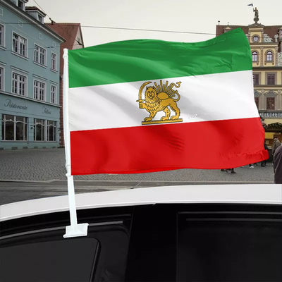 注文のイランの車の窓の旗のPantone色ポリエステル イランのライオンの旗