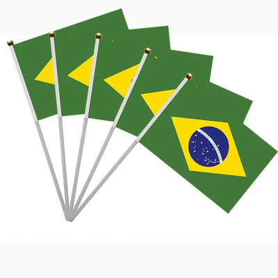100%のポリエステル ブラジルの注文の旗14x21cmブラジルの手持ち型の旗