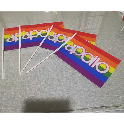 YaoYang LGBTの旗の手持ち型の自尊心の虹の旗の小さい小型