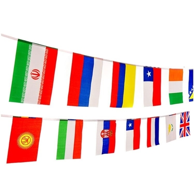 68D / 100Dポリエステルひもの旗10x15cmの注文のサイズの国際的なひもの旗