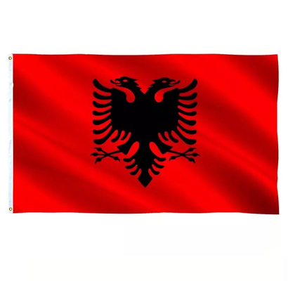 CMYK色注文3X5 Ftの旗100%のポリエステル アルバニアの国旗