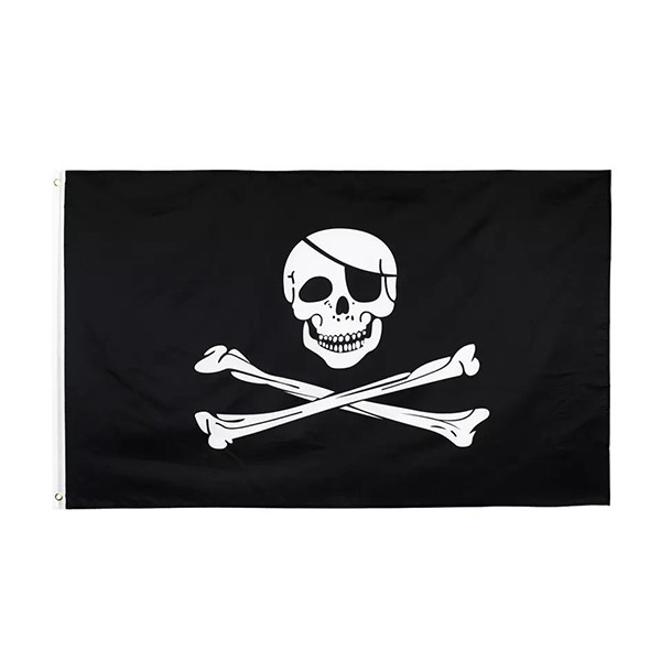 OEM注文ポリエステル旗3x5Ftの頭骨の骨が交差した図形の海賊旗